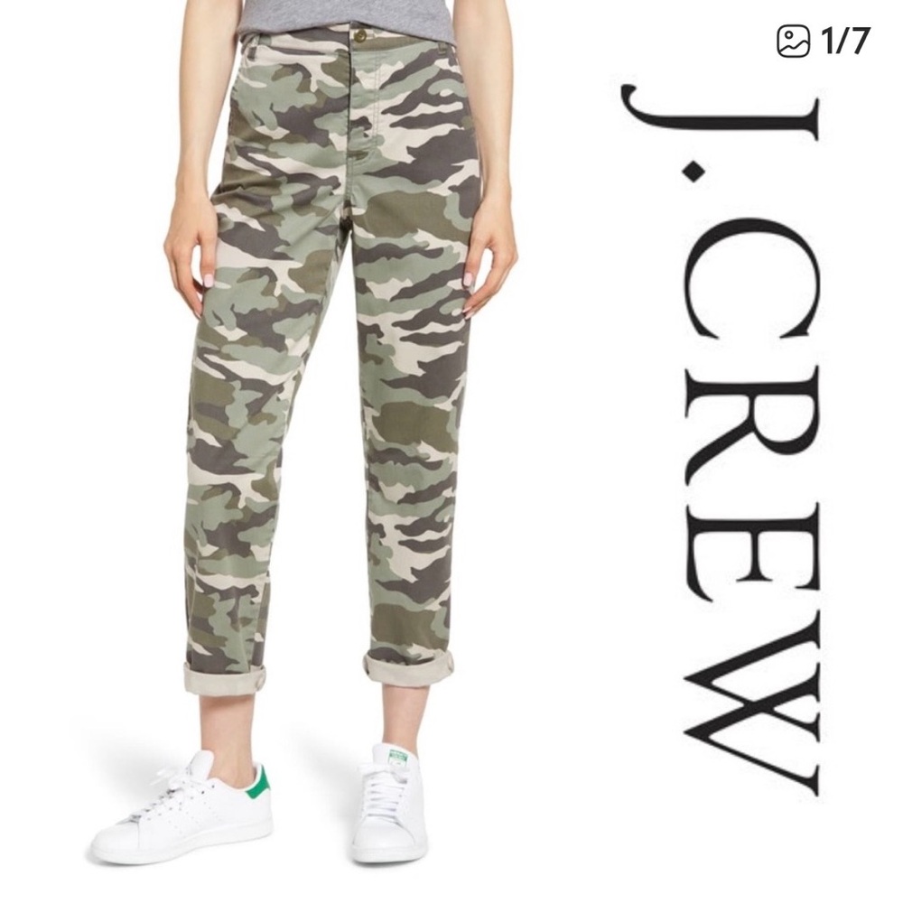J. Crew Slouchy Boyfriend Chino Pants Camouflage sz 8